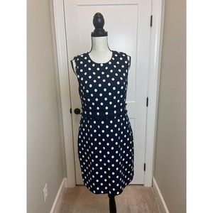 J.crew Sheath Dress Blue White Polka Dot 12P